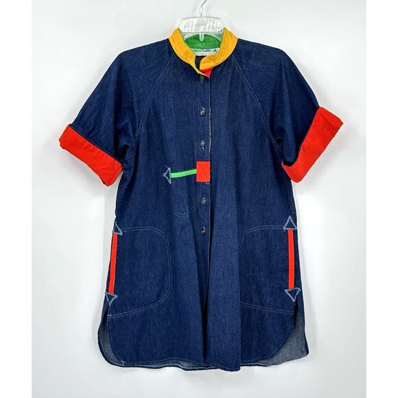 preppy artsy nautical denim colorful M - Picture 4 of 10